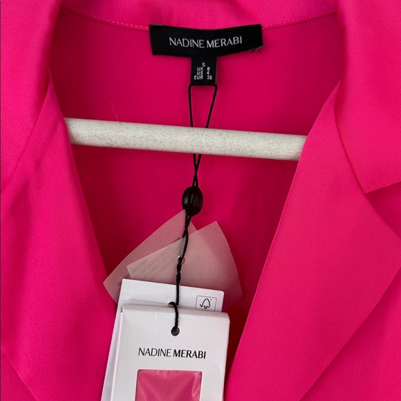 Gorgeous NADINE MERABI Taylor feather blouse w/rhinestone buttons. - Picture 6 of 13